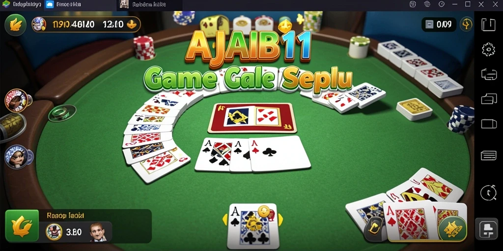 Tampilan gameplay AJAIB11 menampilkan suasana permainan Gaple yang seru.
