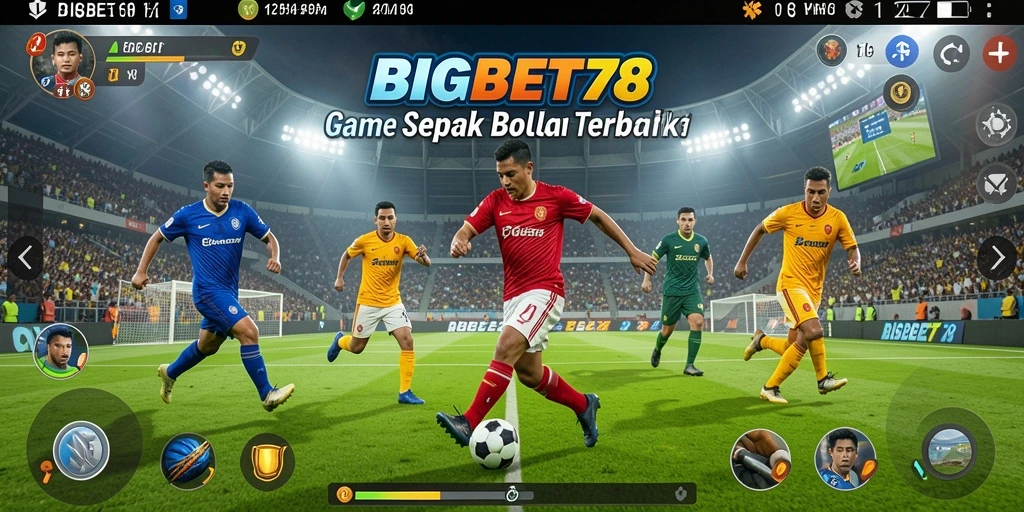 Tangkapan layar menunjukkan aksi mendebarkan permainan sepak bola BIGBET78.