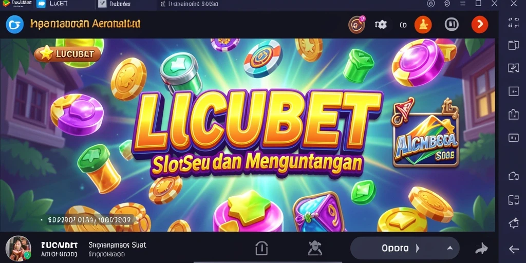 Tampilan gameplay LUCUBET dengan simbol slot yang berkilau.