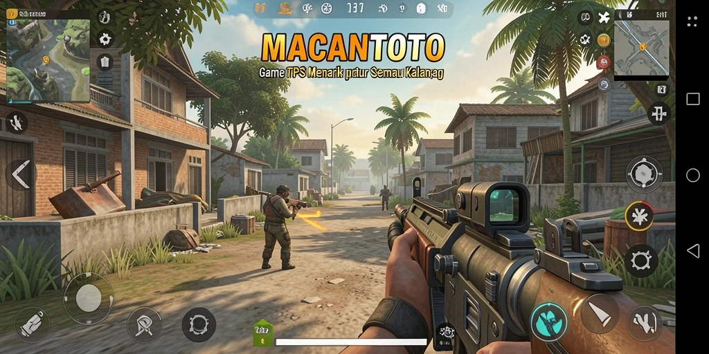 Screenshot gameplay <strong>MACANTOTO</strong> menampilkan aksi mendebarkan dalam game TPS.