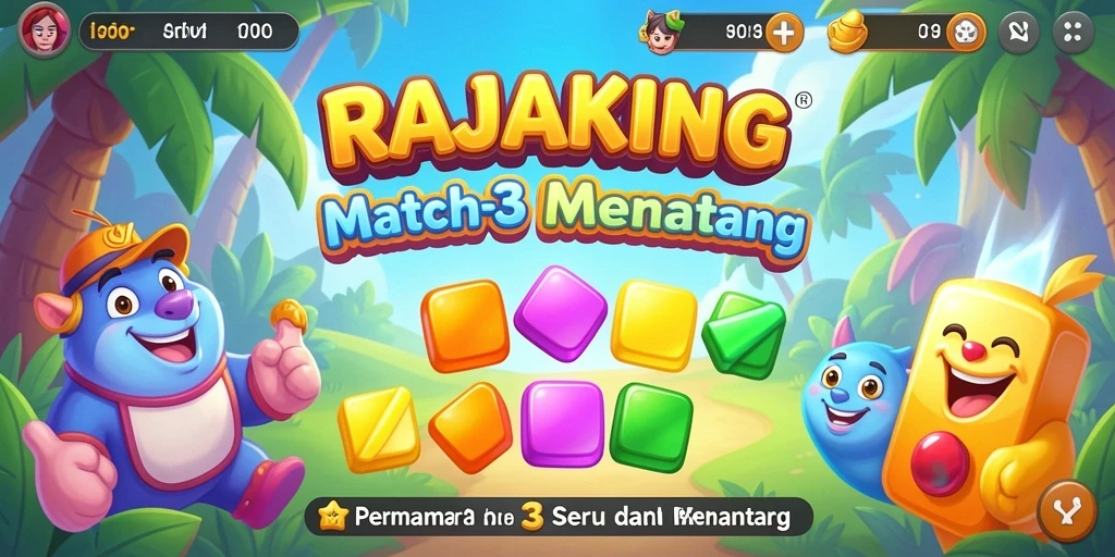 Screenshot utama RAJAKING dengan gameplay Match-3 yang menarik.