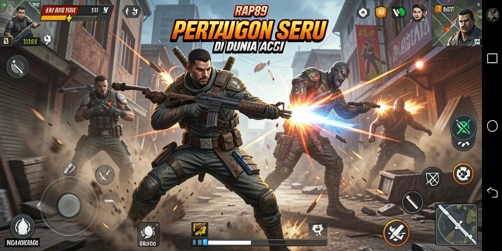 Screenshot utama RAP89 menampilkan aksi pertarungan yang menegangkan.