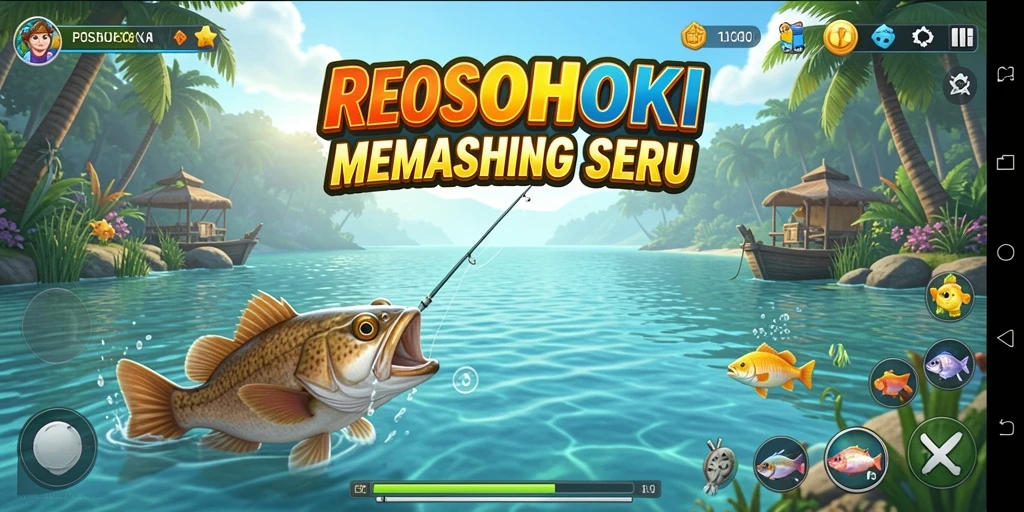 Gameplay ROSOHOKI menunjukkan keindahan memancing dengan efek visual menawan.
