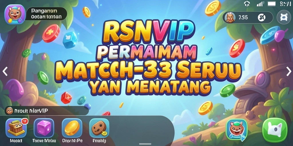 Screenshot gameplay RSNVIP menampilkan keseruan mencocokkan elemen warna-warni.